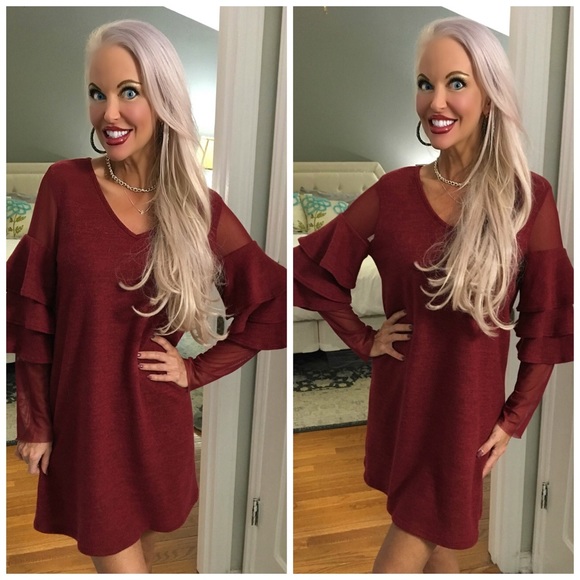 Everly Dresses & Skirts - 😍 NEW! Everly Brushed Fabric Chiffon/Ruffle Dress